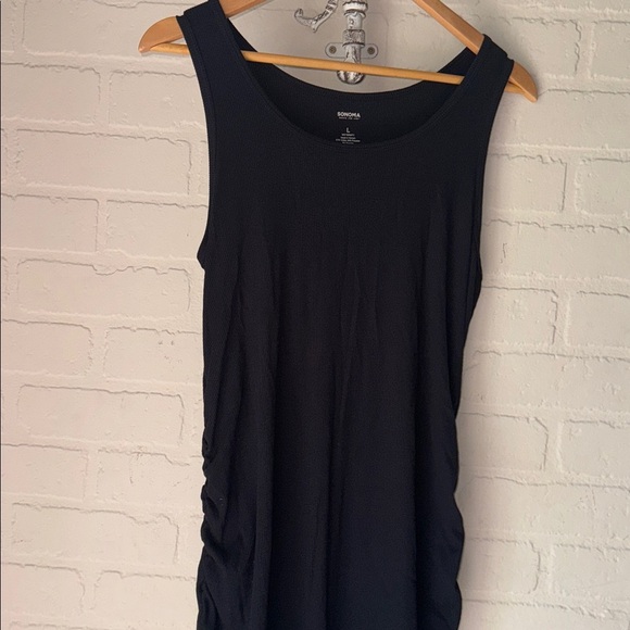 Sonoma Maternity dress Ribbed Sleeveless Stetch Midi NEW cinch sides large - Picture 2 of 3
